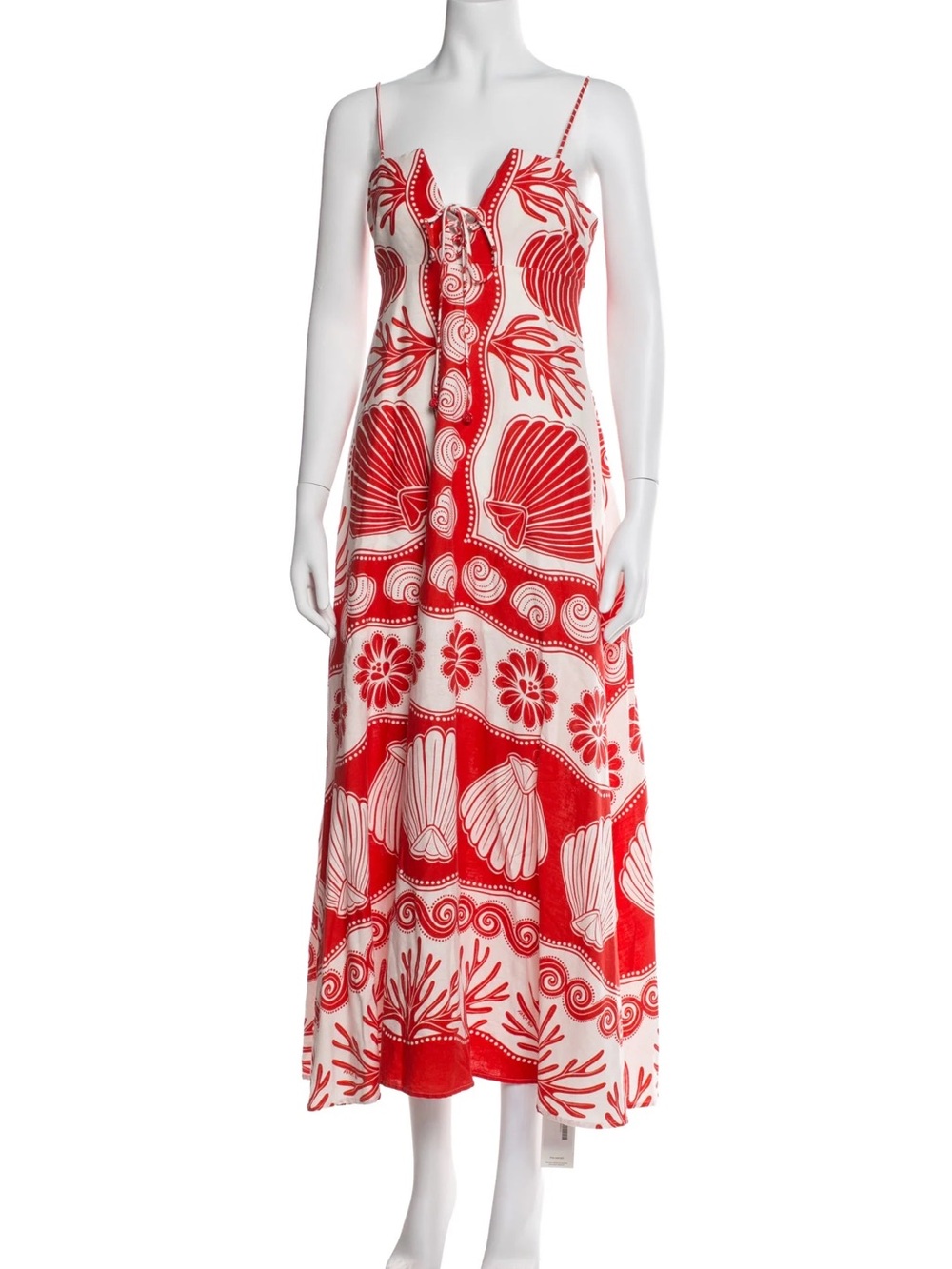 Calypso St. Barth Dress Red and White Printed Slip Maxi Dress - NWT XS